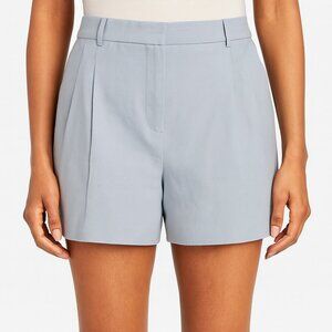 Open Edit Light Blue Linen Blend Pleated High Waist Tailored Summer Shorts 12